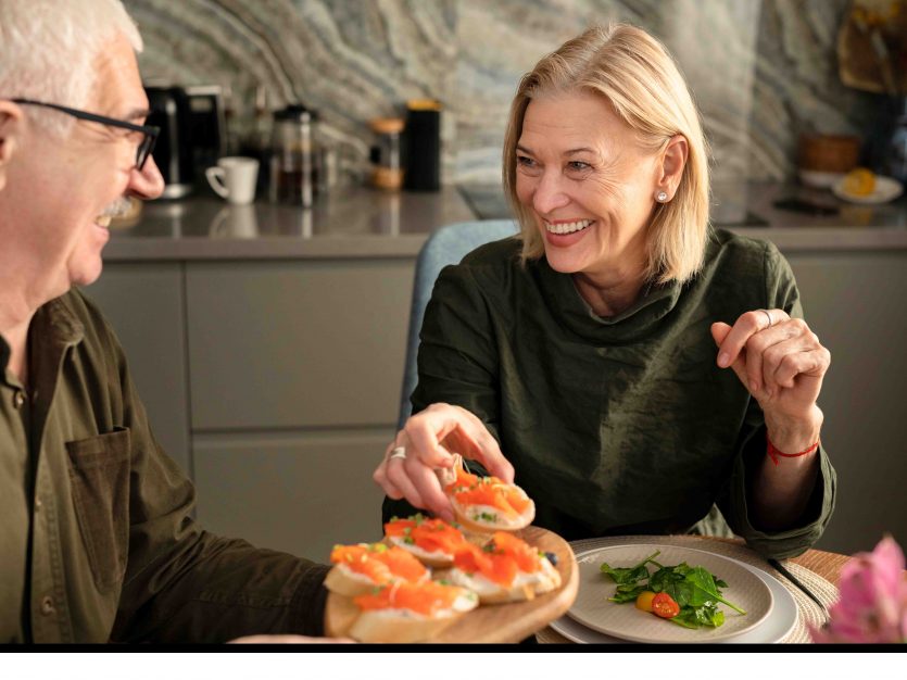 Eating Well to Age Well - Woman and a man eating food