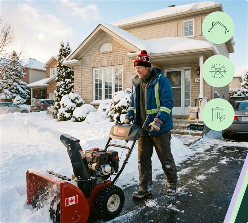Man shovelling snow in the drive way