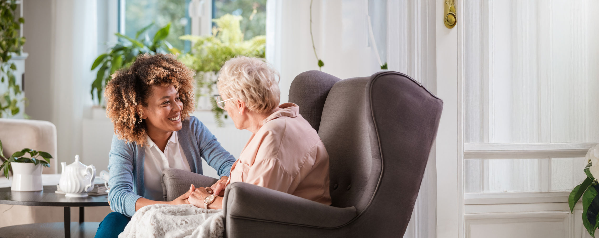 senior lady and caregiver