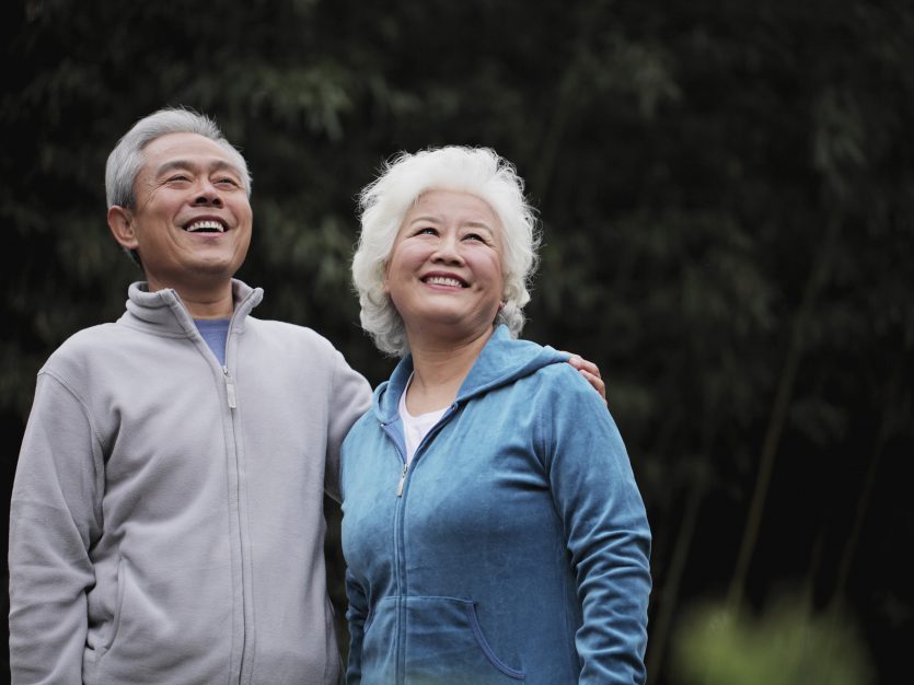 Senior couple outdoors - aging in place services