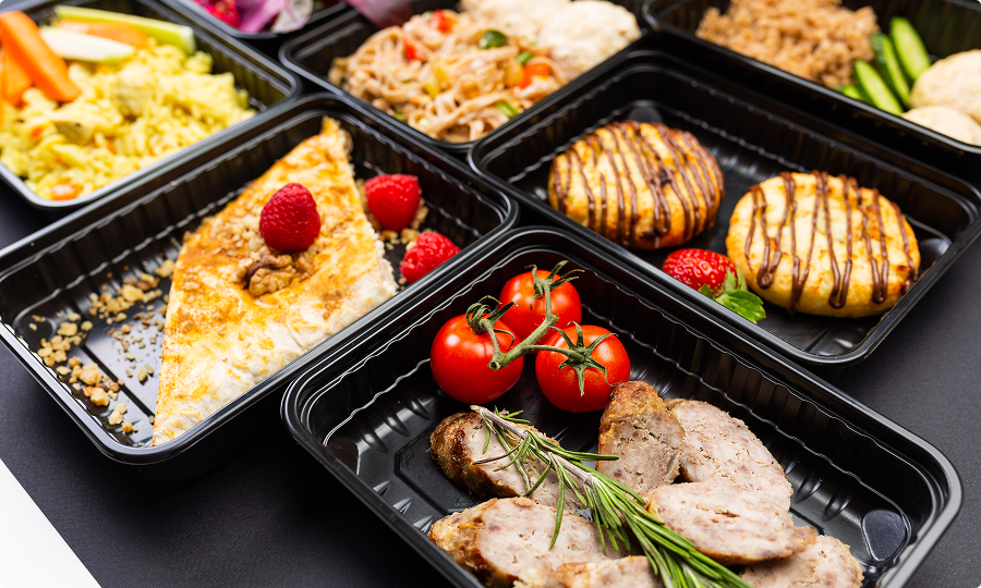 Variety of prepared meal containers