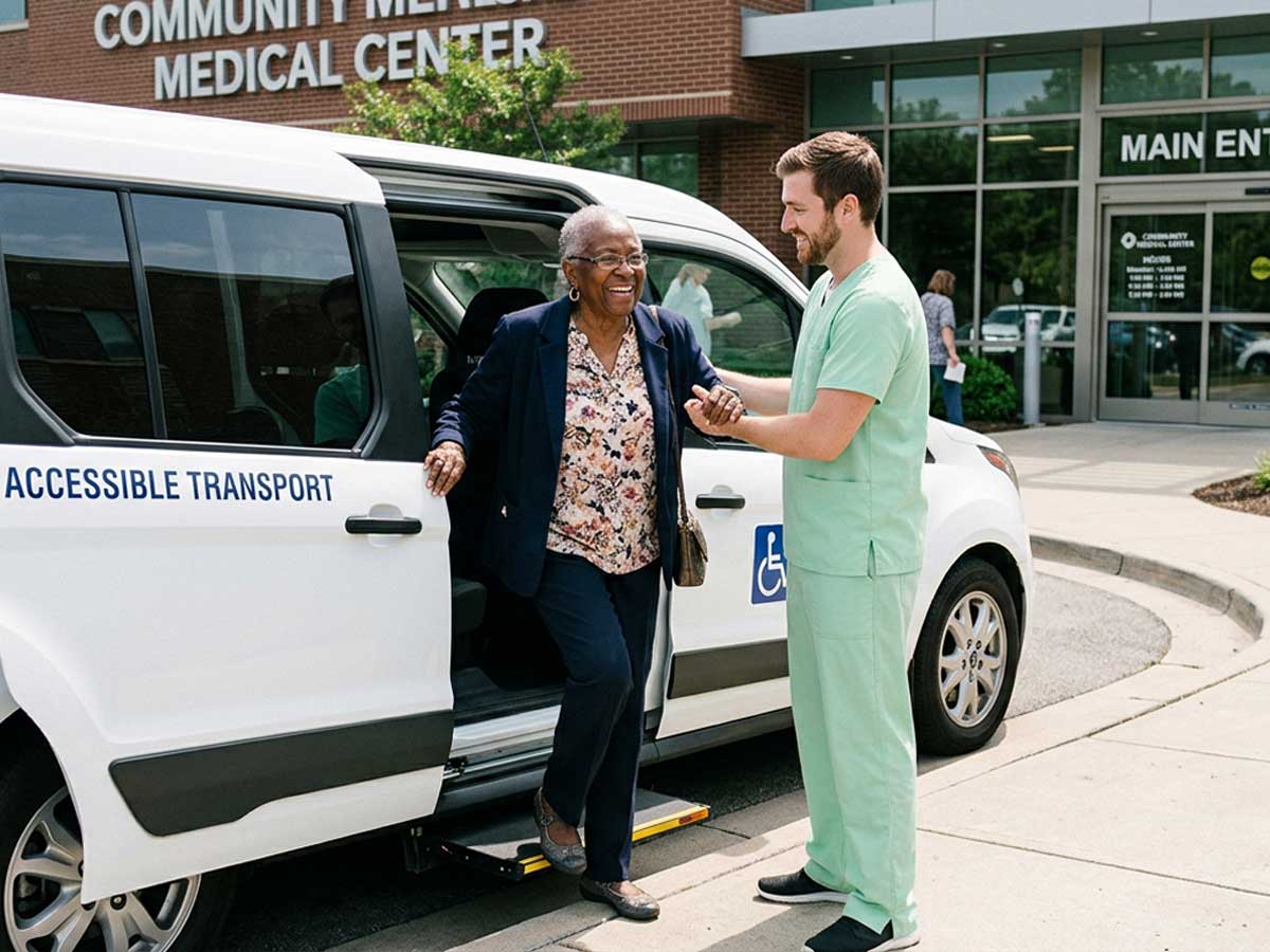 Patient assisted by healthcare professional