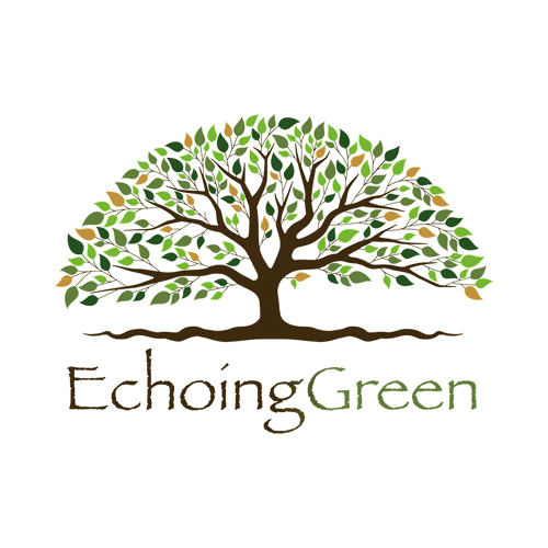 Tree logo with green leaves
