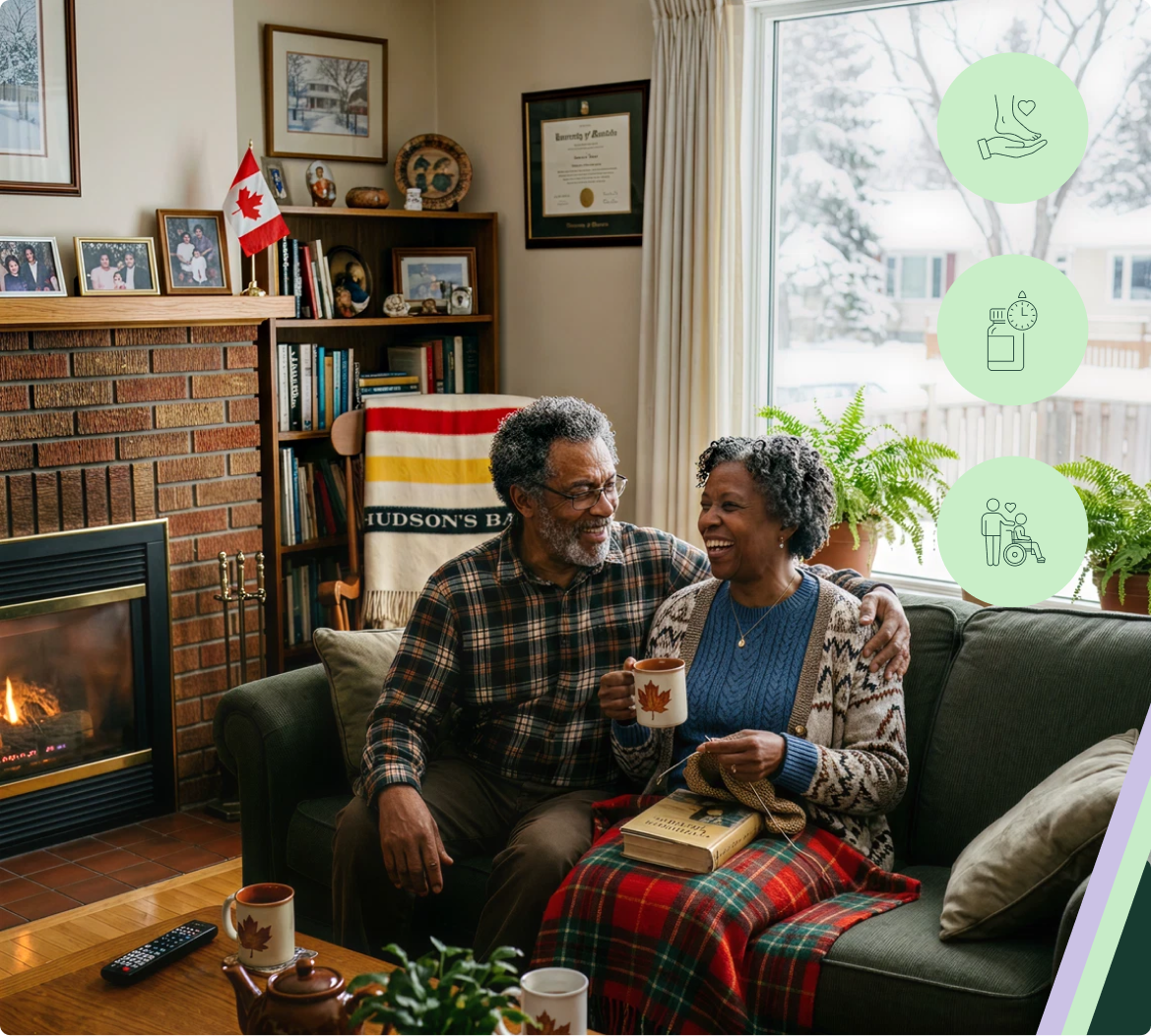 Couple enjoying cozy indoor moment