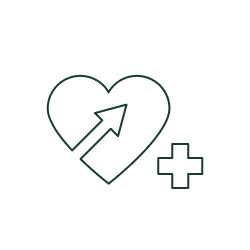 Heart symbol with upward arrow and cross