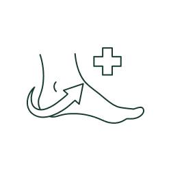 Foot with medical symbol and arrows