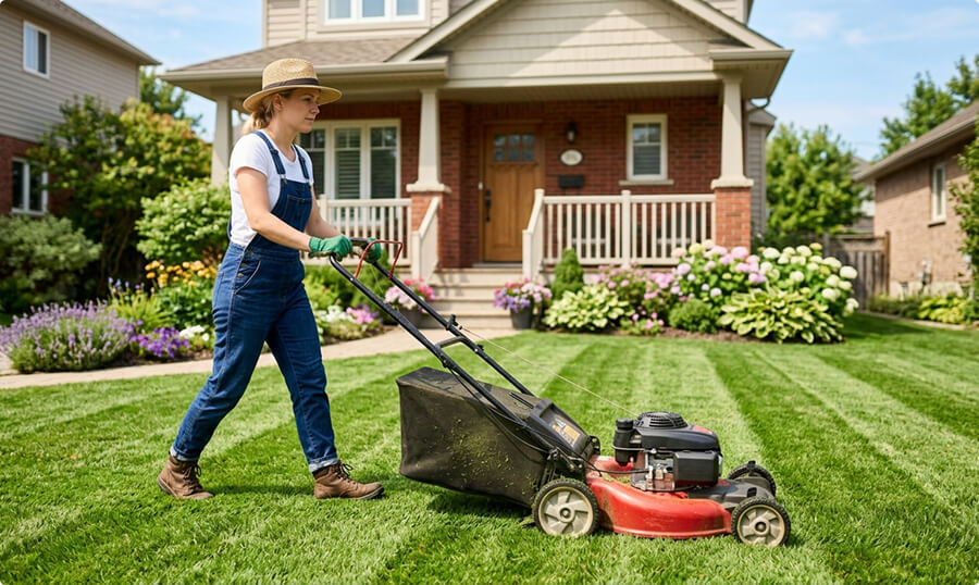 landscaper taking care of lawn