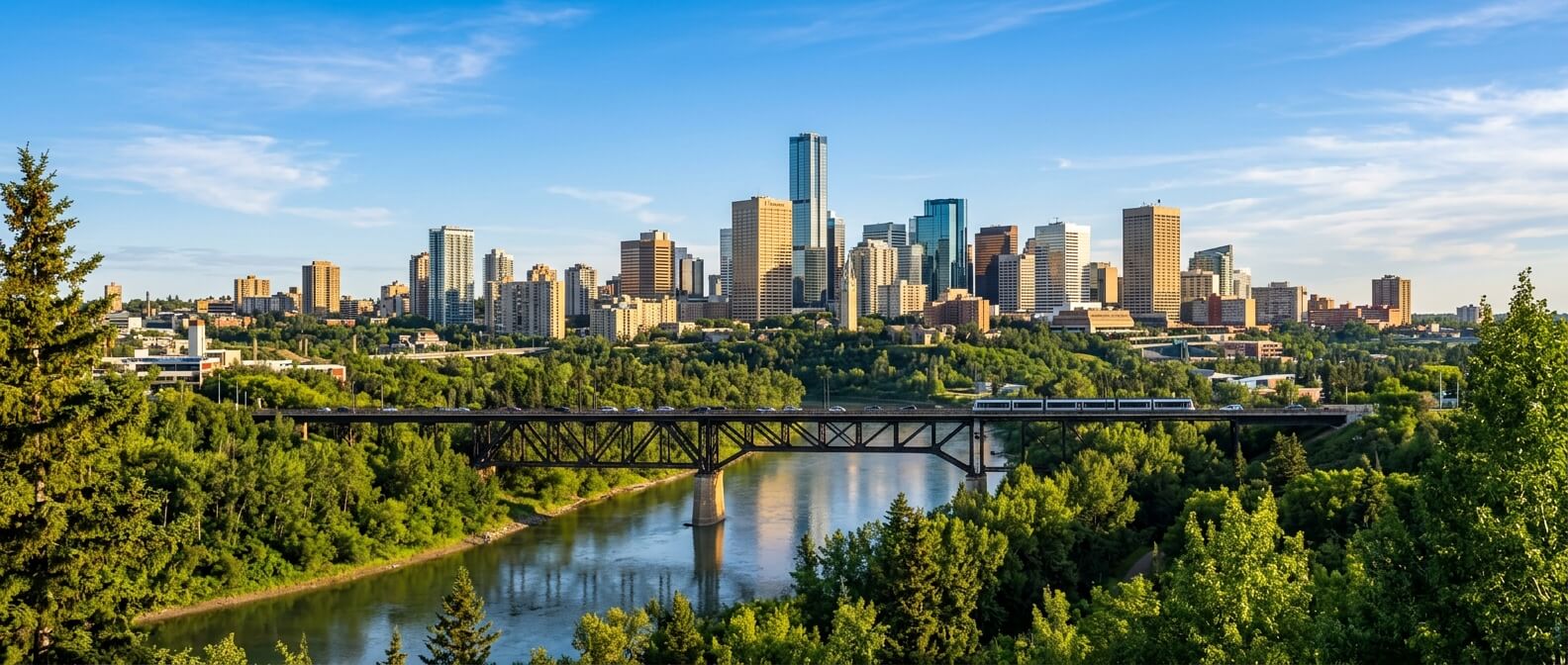 Landscape view of the City of Edmonton in Alberta