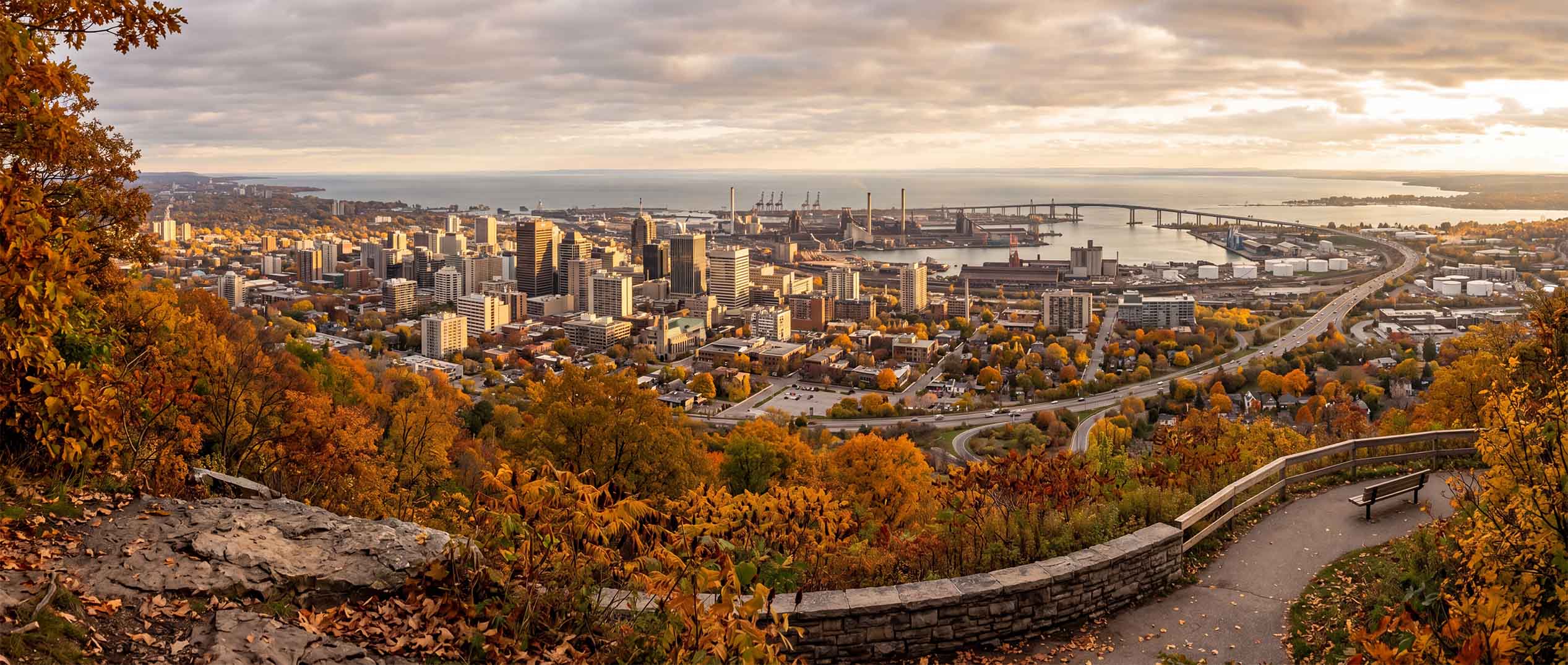 Landscape view of the city of hamilton in Ontario 