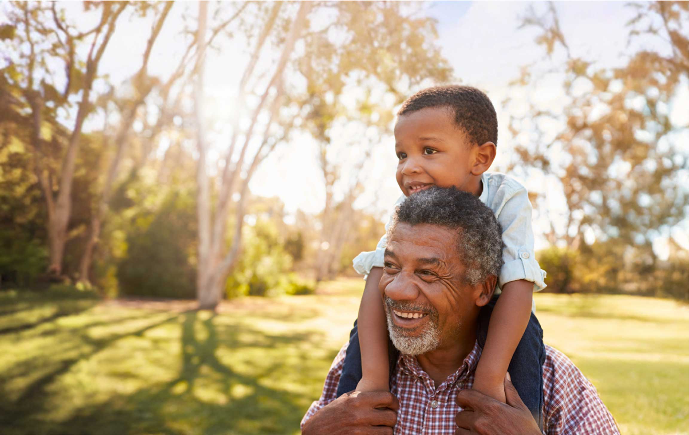 Grandfather and grandson enjoying outdoors